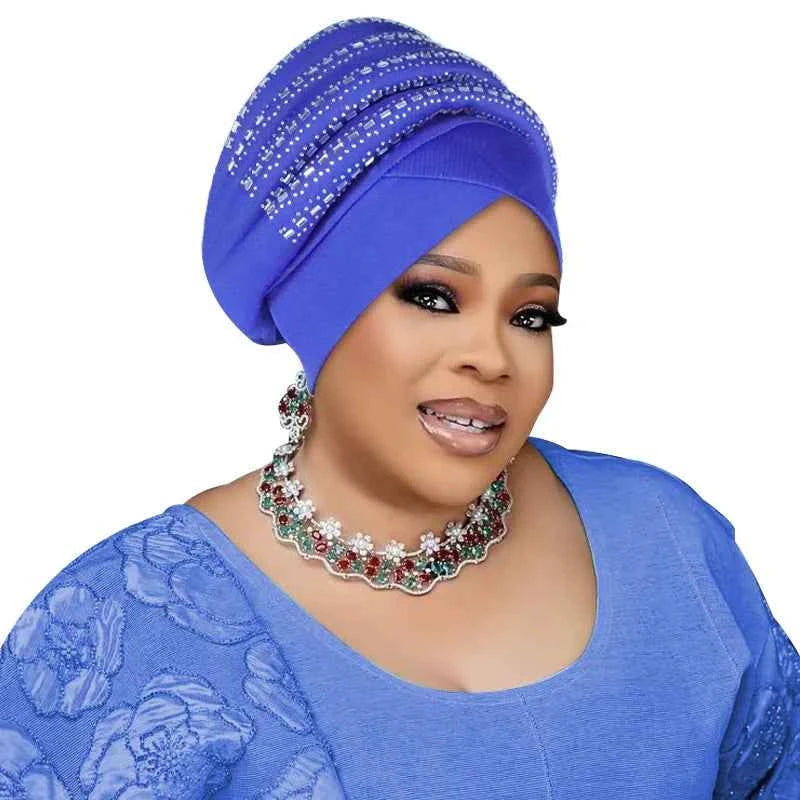 Diamonds Turban Cap – African Women’s Headwrap & Autogele Bonnet for Muslim Ladies