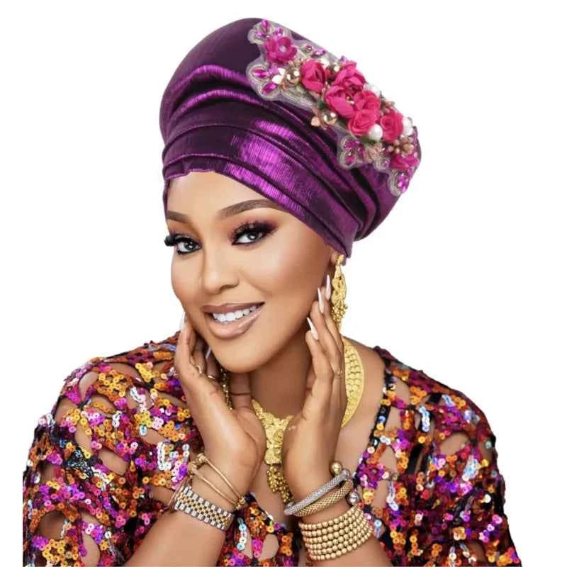 Exaggerated Big Braid Turban Cap for Women African Lady Head Wraps Nigeria Autogele Headtie Wedding Party Headgear Turbante