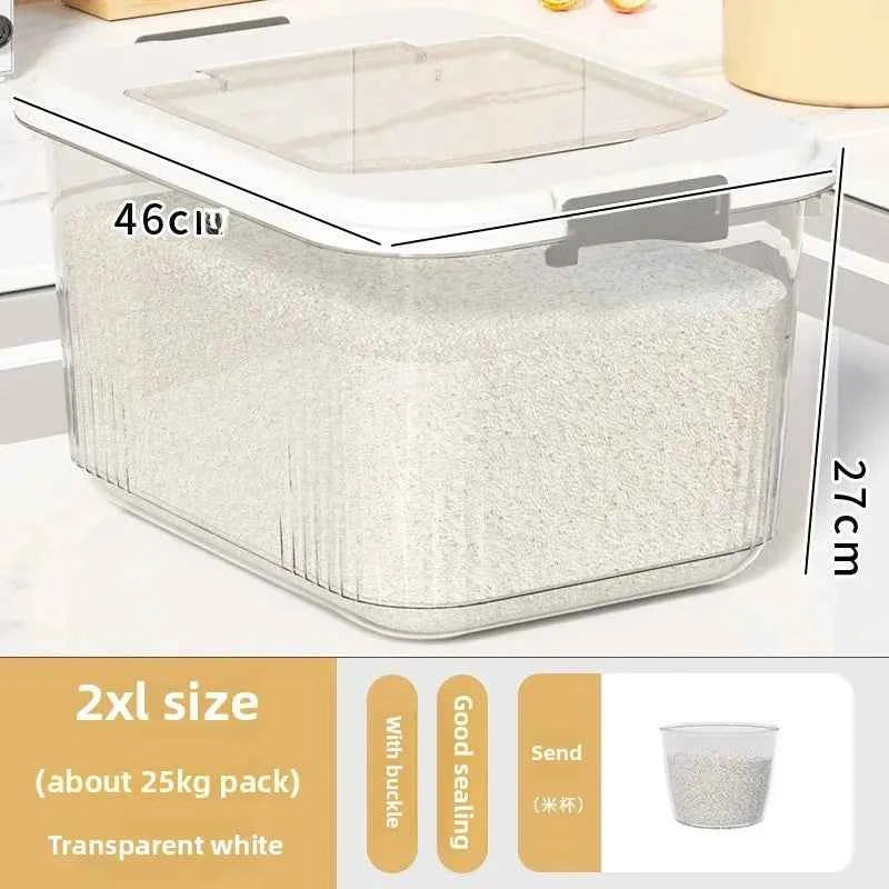 Kitchen Storage Box Rice Barrel Sealed Moisture Proof Bug Resistant Flour Tank Grain Storage Container Home Organization Bin