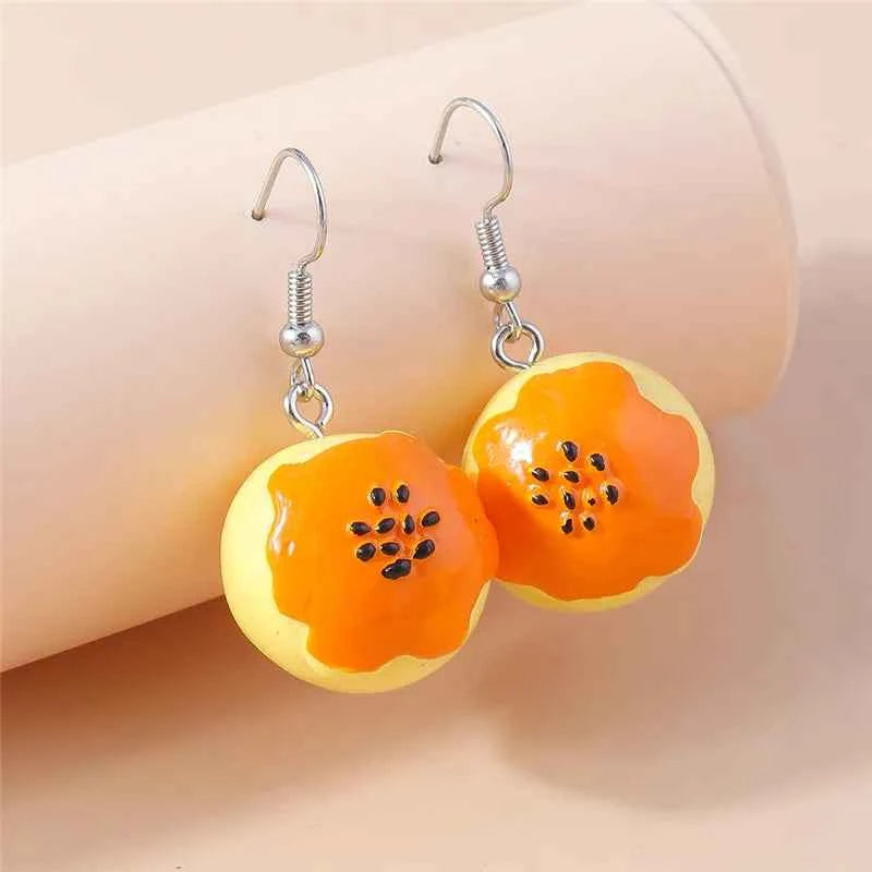 Aihua New In Women Earring Resin Funny Food Earrings French Fries Cookies Ice Cream Bread Hot Dog Pizza Chocolate Girl Kids Gift