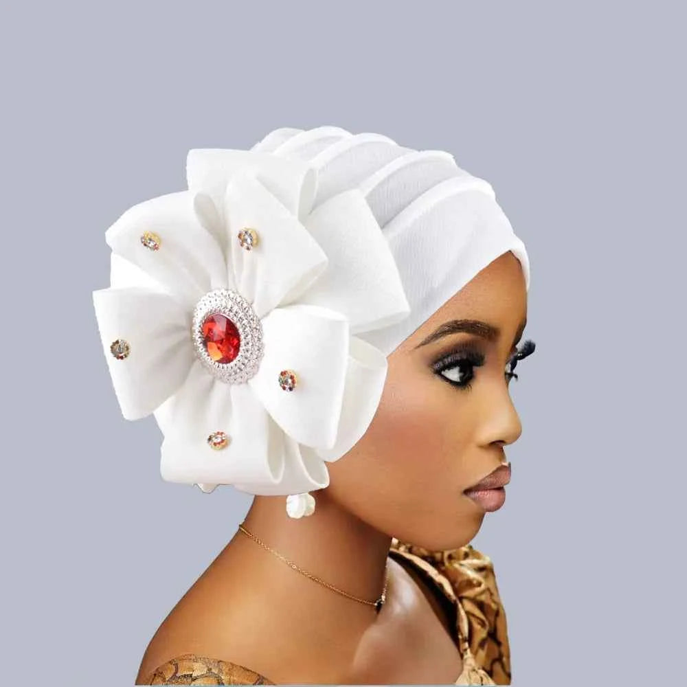 Fashion Diamond Flower Turban Caps for Women Headwear Hat Muslim Headscarf Bonnet Lady Bandana Hair Accessories Caps