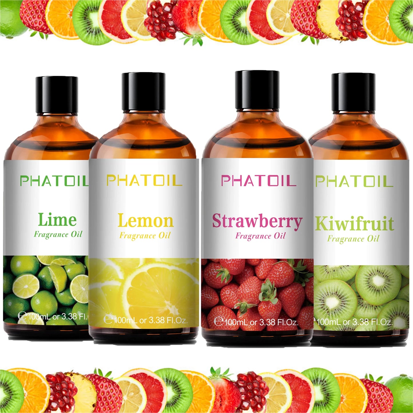 PHATOIL 100ml Sweet Fruity Fragrance Oil for Diffuser Candles Making -Coconut & Vanilla Strawberry Lemon Peach Pear Aroma Oil - NamafadStore