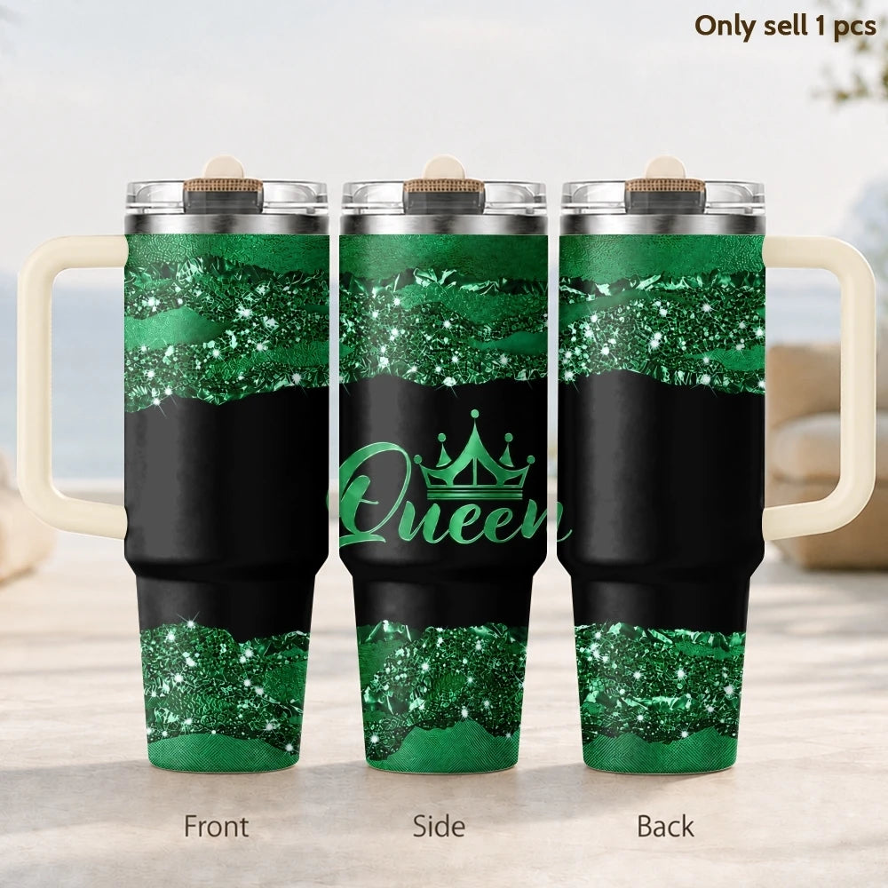 Queen 40oz Tumbler – Insulated Stainless Steel Travel Cup with Handle & Straw