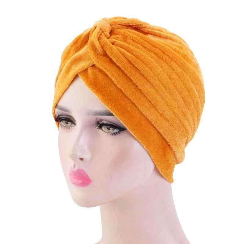 Women Velvet Cross Twist Turban Hat Headband Muslim Hijab Caps Female Hijab Underscarf Caps Hijabs Head Wrap Hair Accessories