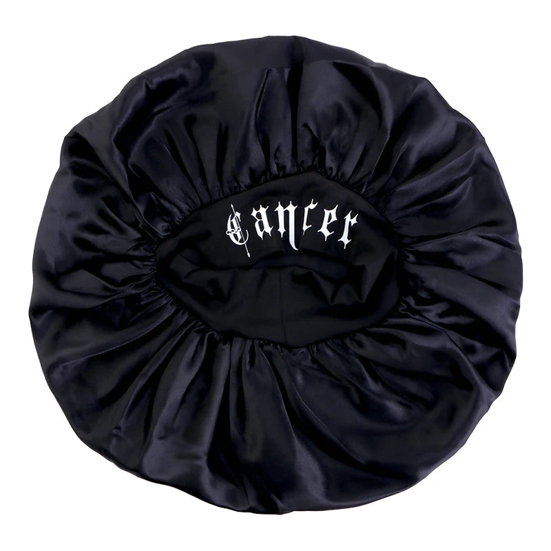 New 12 Constellations Printed Satin Sleep Bonnet Cap Wide Elastic Band Shower Cap Hair Wrap Cover for Long Hair Salon Tool - NamafadStore