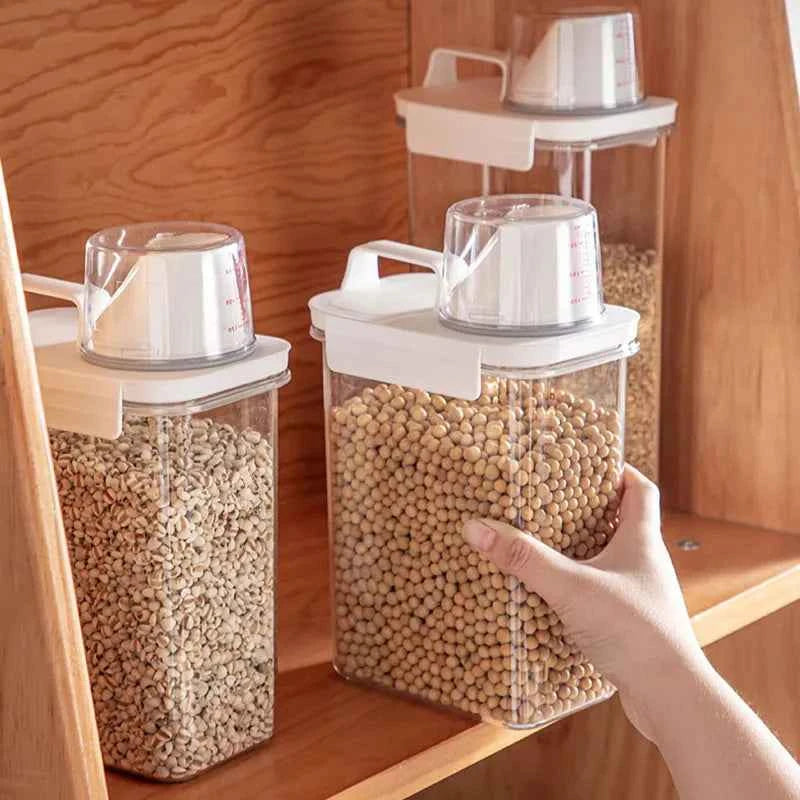 Airtight Food Storage Containers - Premium PP Plastic Canisters for Dry Goods, Grains Kitchen Pantry Organization Sealed Jars
