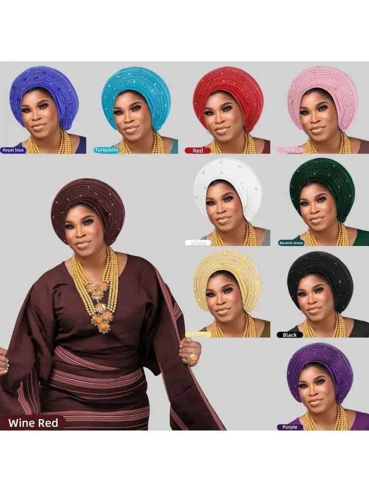 Fashion African Muslim Turban Cap Women's Autogele Headtie Lady Head Wraps Nigeria Wedding Headgear Turbante Mujer 2025