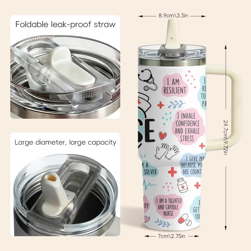 40oz Nurse Tumbler – Healthcare Nurse Quote Insulated Stainless Steel Cup