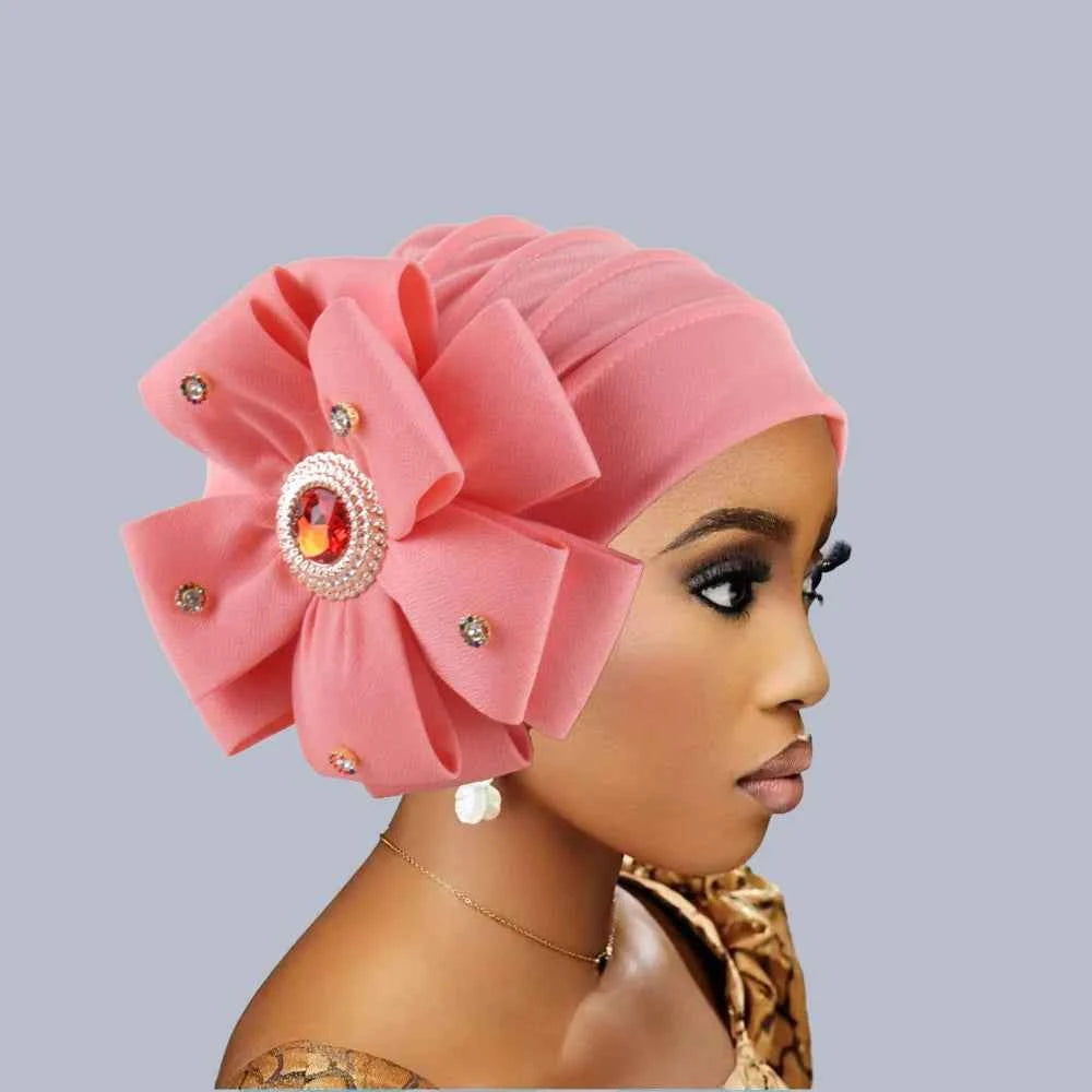 Fashion Diamond Flower Turban Caps for Women Headwear Hat Muslim Headscarf Bonnet Lady Bandana Hair Accessories Caps