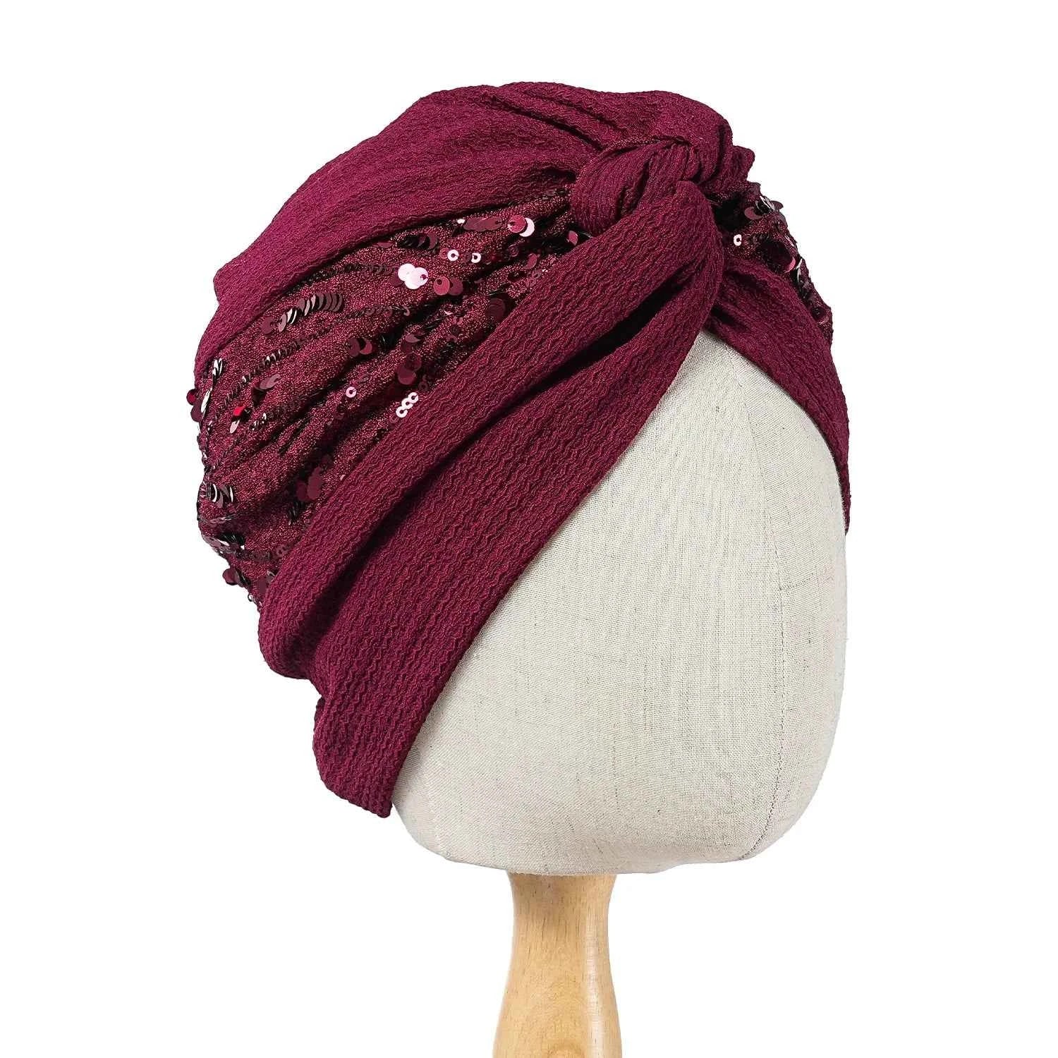 Bonnet For Women Cap Turban Folded Bud Exquisite Headscarf Casual Comfortable Fashion Versatile Warm Cross Hat Edge Wrinkle Lace