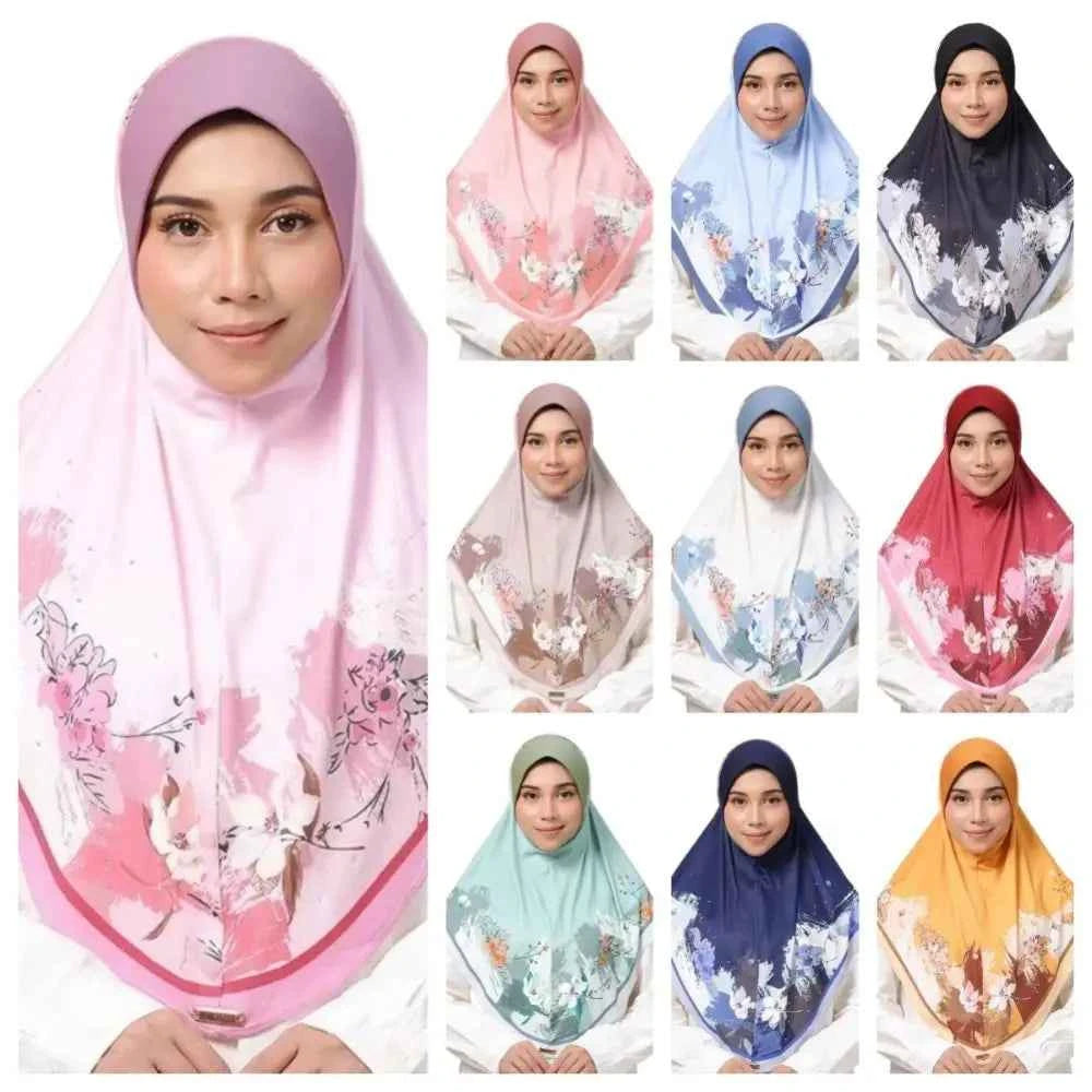 Flower Eid Al-Fitr Long Floral Turban Adjustable Multiple Colors Printed Arab Lady Headscarf Chiffon Hijab Head Wrap Women