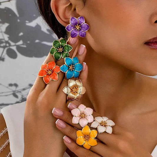 Simple Oil Drop Flower Earrings For Women Girls Geometric Ear Accessories Fashion Jewelry Holiday Party Gift OL E572