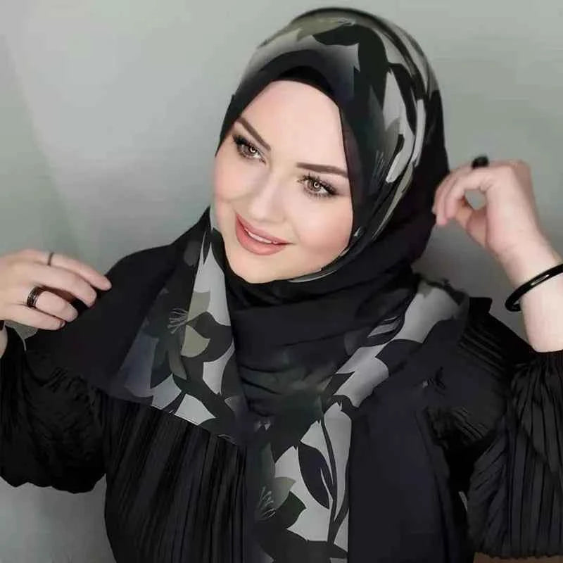 Islamic Scarf Women Luxury Blue Chiffon Hijab Abaya Hijabs For Woman Abayas Jersey Muslim Dress Turbans Head Instant Head Wrap