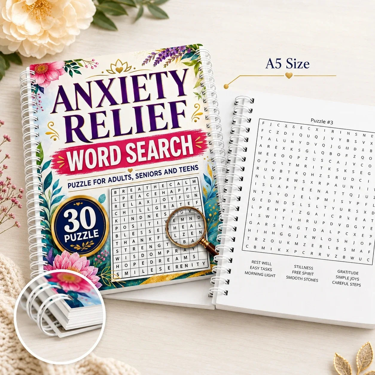 Anxiety Relief Word Search Book for Adults – Mindful Puzzles & Relaxation