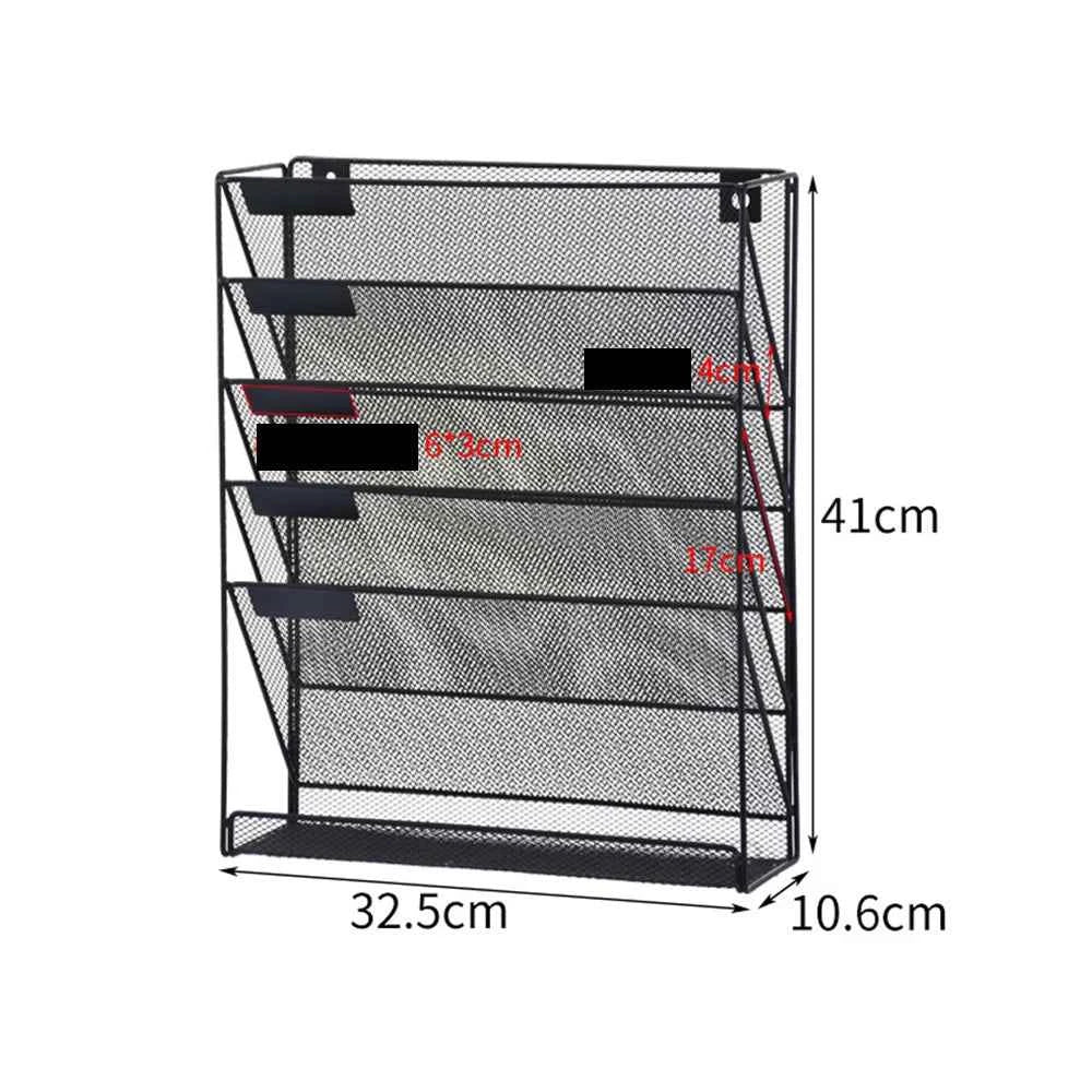 Metal Wall Mounted Magazines Newspaper Storage Rack For Home Office Books Newspapers Files Folder Desktop Tabletop Display Stand