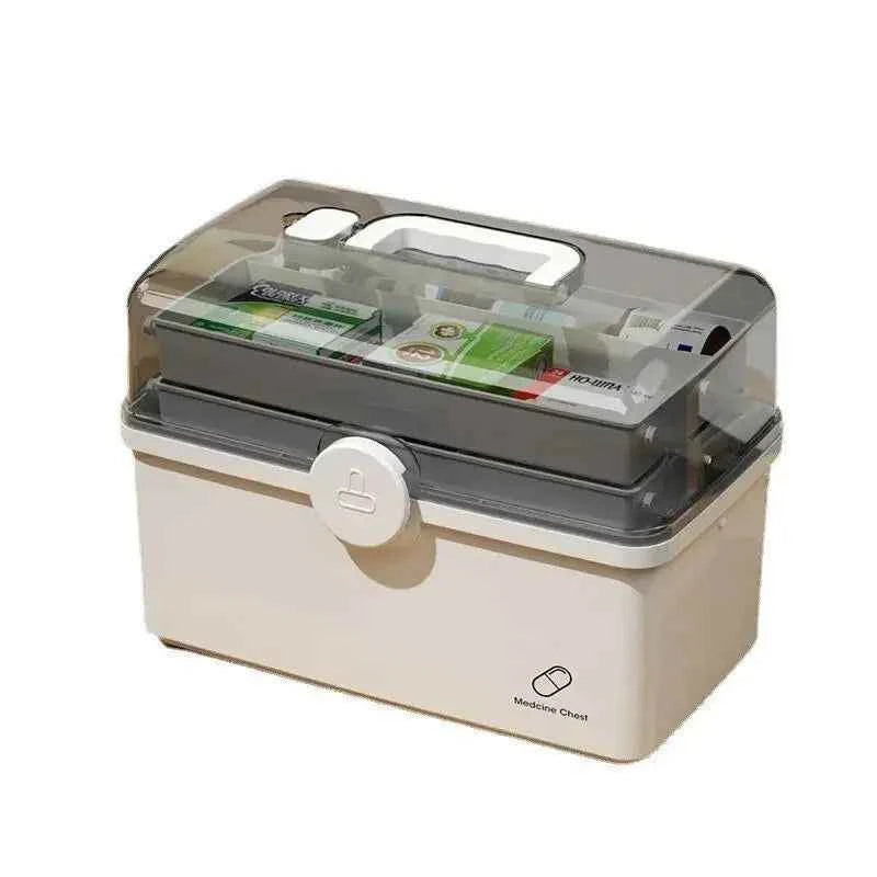 1pc White Large Capacity Medicine Box For Home Medicine Storage Multi Layer Classification Home Medicine Box