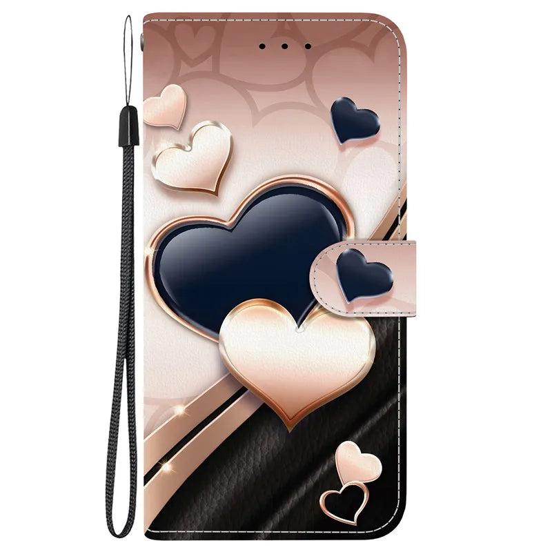 Elegant Colored Flower Wallet Phone Case For iPhone 15 14 Plus 13 Mini 15Pro Pro Max Magnetic Flip Leather Cover Cute 3D Pattern