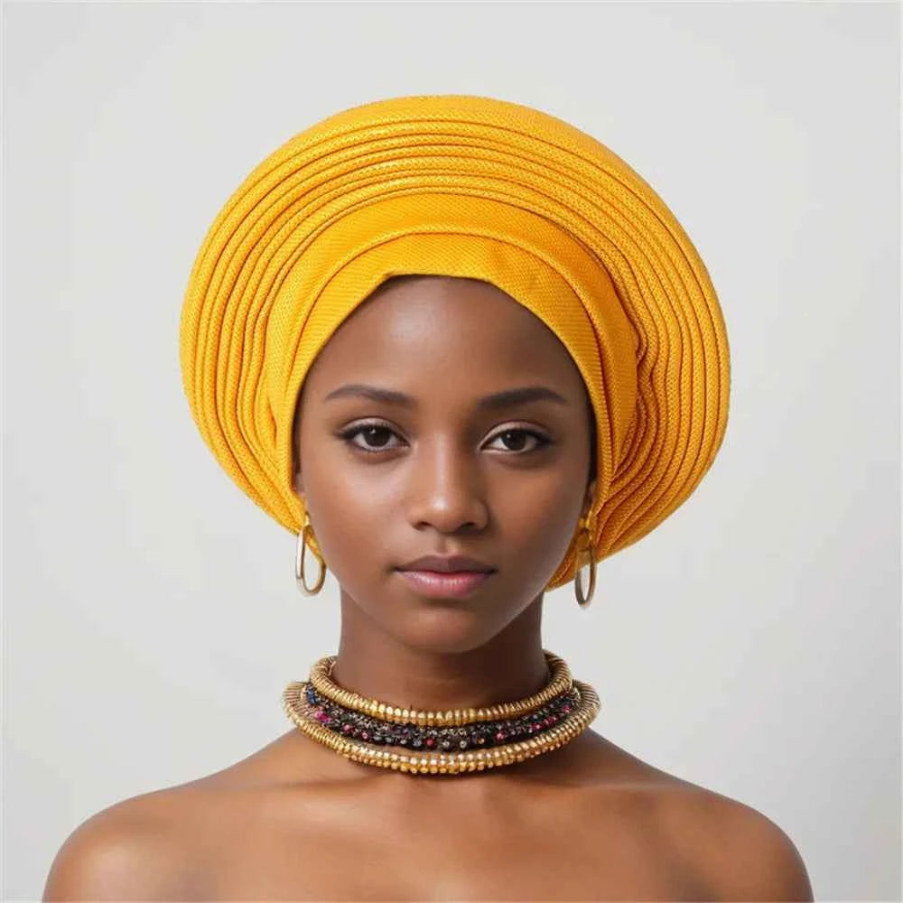 Nigeria Head Ties Wedding Party Headgear Elegant African Headtie Turban Already Made Women's Auto Gele Female Head Wraps