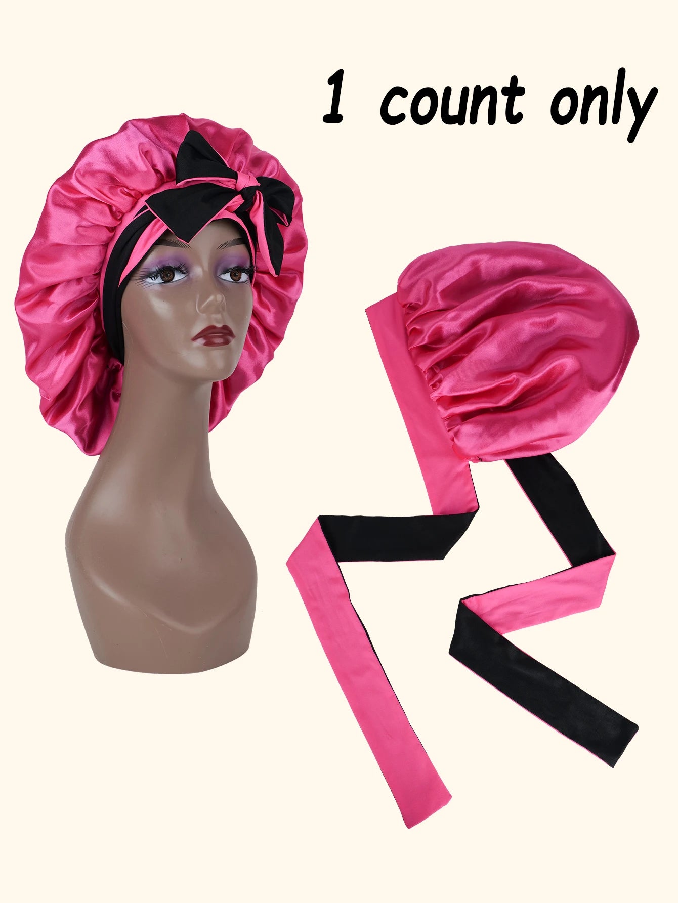 Unisex Smooth Solid Color Satin Sleep Cap with Butterfly Knot Hair Protection Comfortable Casual Beauty Sleep Accessory