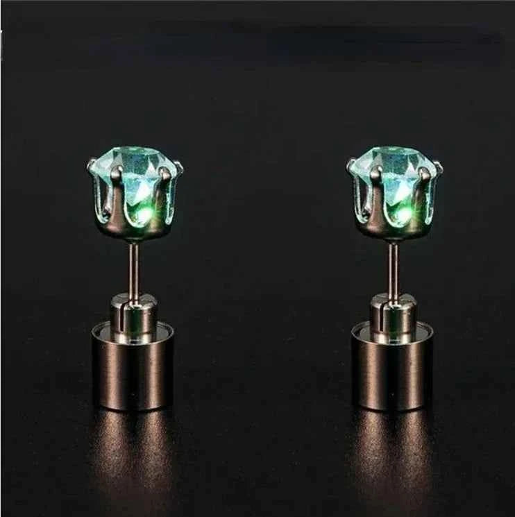 Unique Boys Girls LED Light Bling Studs Earrings Christmas Gift Halloween Party Night Earring Studs Fashion Jewelry