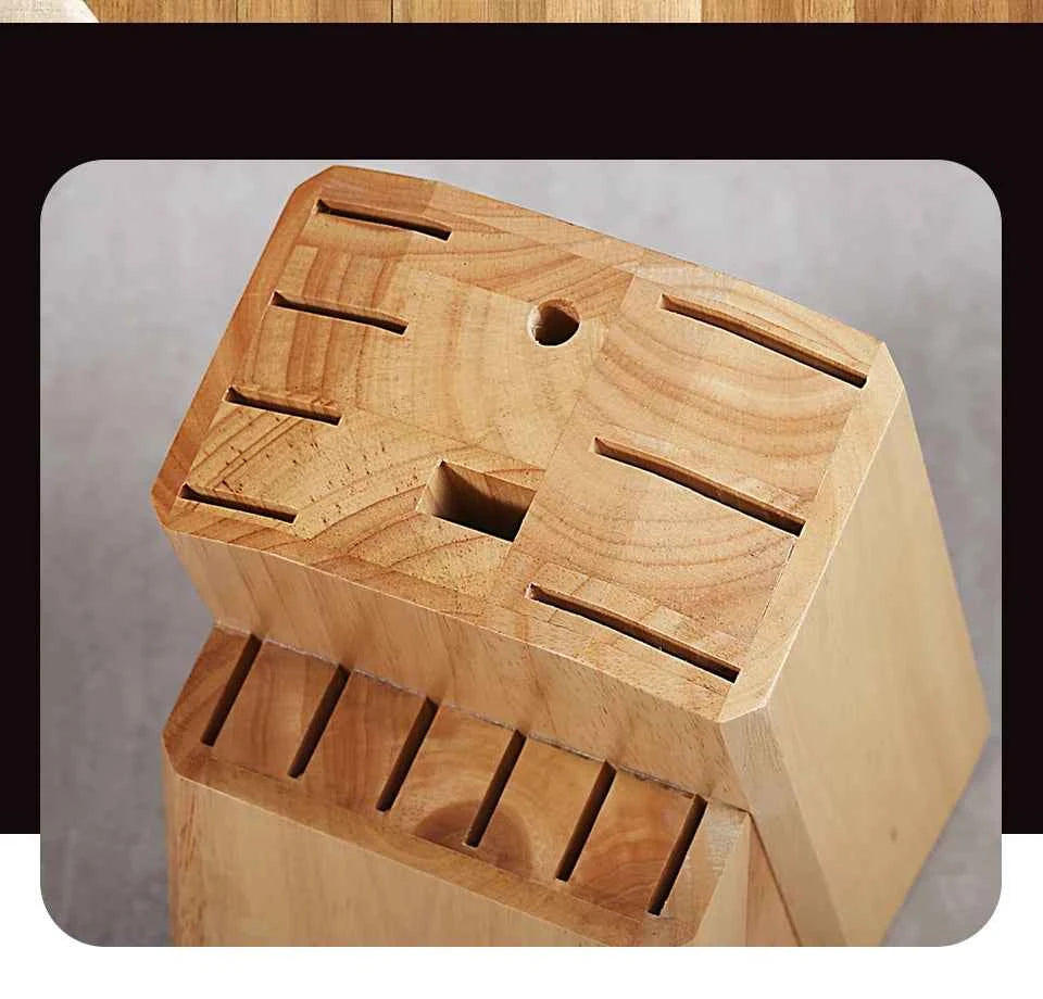 TURWHO Knife Stand Acacia Solid Wood For 15PCS Kitchen Knives Set Scissors Sharpening Rod Holder Knife Block Shelf Storage Tools