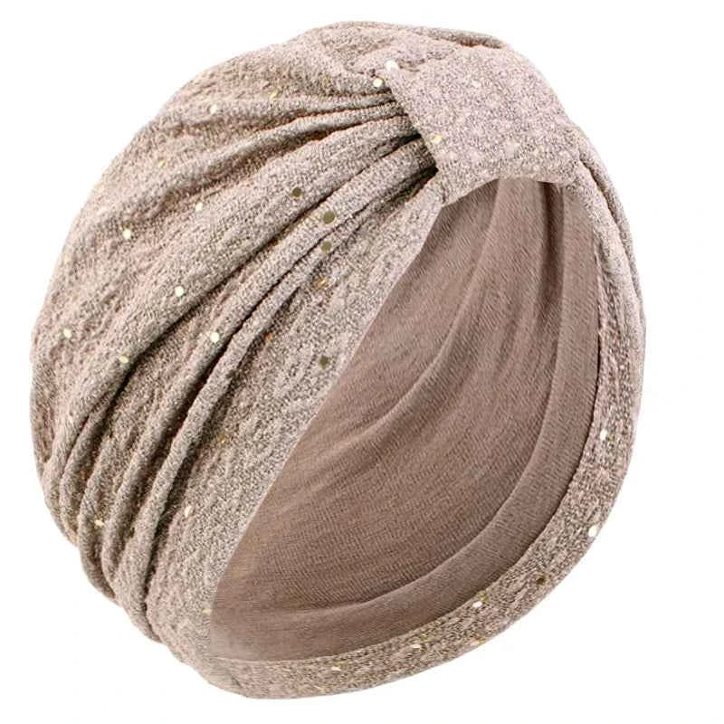 Women Knitted Twist Turban Hat Elegant Muslim Sequin Hijab Scarf Twist Headband Headwrap  Ladies Indian Hijab Turbante