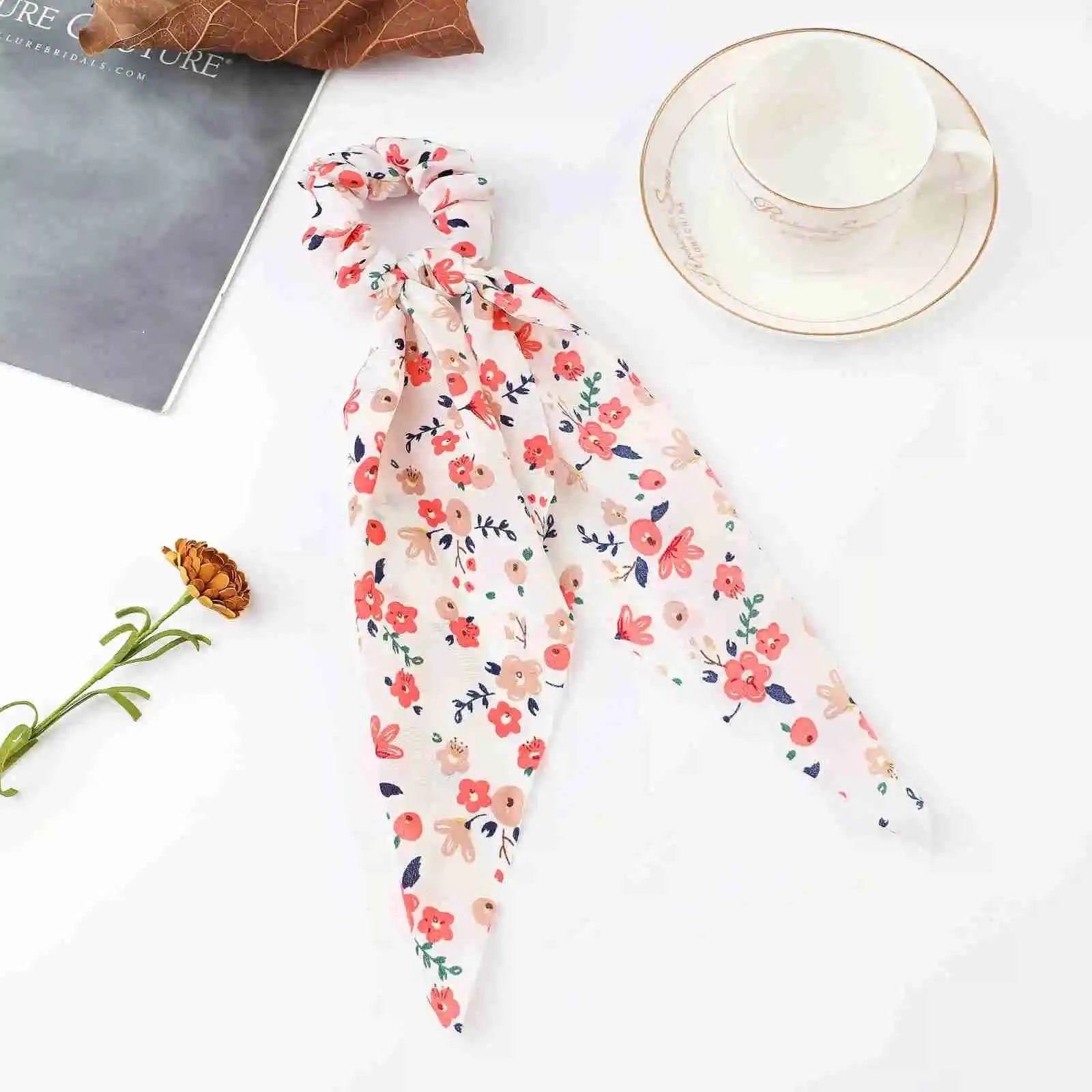 Fashion Dots Scrunchies Long Hair Rope Korean Hair Ties for Women Ponytail Scarf Sweet Elastic Hair Band Hair Accessories