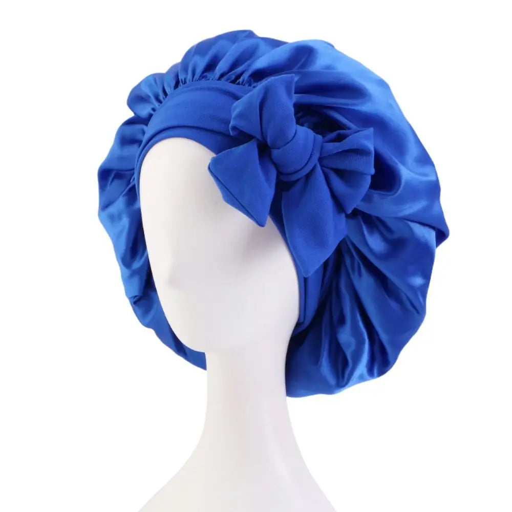 Turban Bonnet Sleeping Cap Headwear Satin With Headband Silk Nightcap Wide Band Hair Care Sleep Hat Women Children
