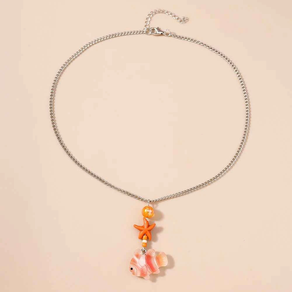 Aihua Chic Cute Clownfish Earrings for Women Girls Y2K Summer Beach Seaside Vacation Earrings Necklace Friends Kids Jewelry Gift