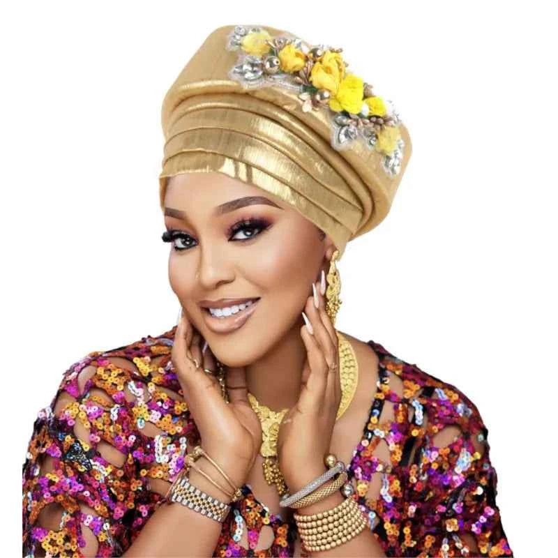 Exaggerated Big Braid Turban Cap for Women African Lady Head Wraps Nigeria Autogele Headtie Wedding Party Headgear Turbante