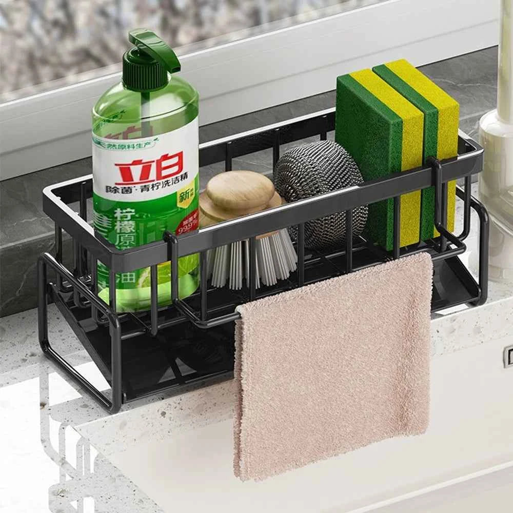 1-2 PCS Cloth Sponge Drain Rack Kitchen Dishwasher Countertop Multi-functional Sink Storage Rack Sink Ironwork Storage