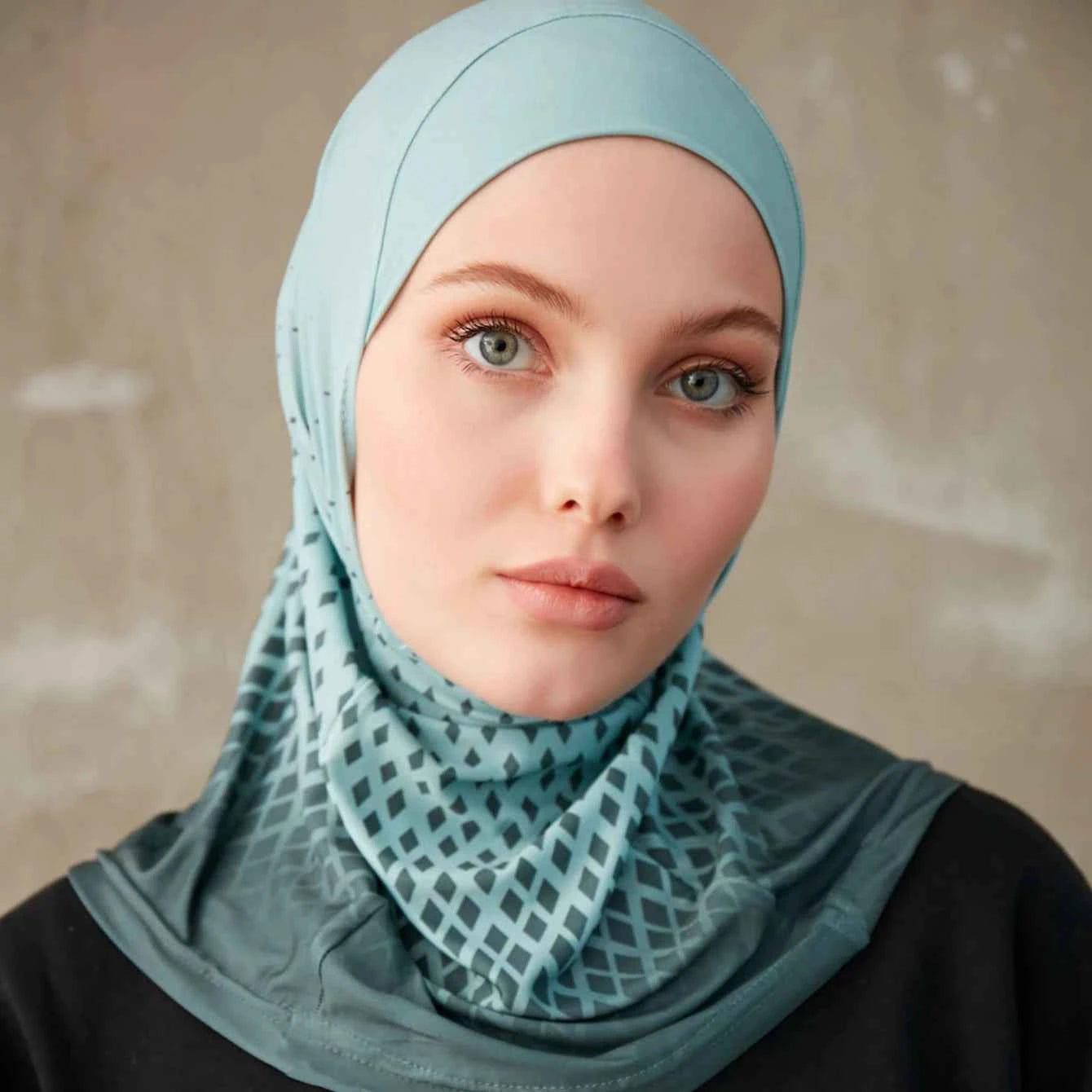 Sporty Muslim Inner Hijab Women Geometric Printing Pattern Instant Turban For Ladies Head Wrap Headband Header Model