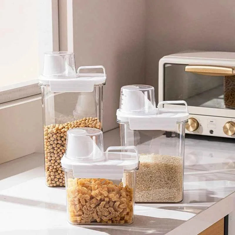 Airtight Food Storage Containers - Premium PP Plastic Canisters for Dry Goods, Grains Kitchen Pantry Organization Sealed Jars