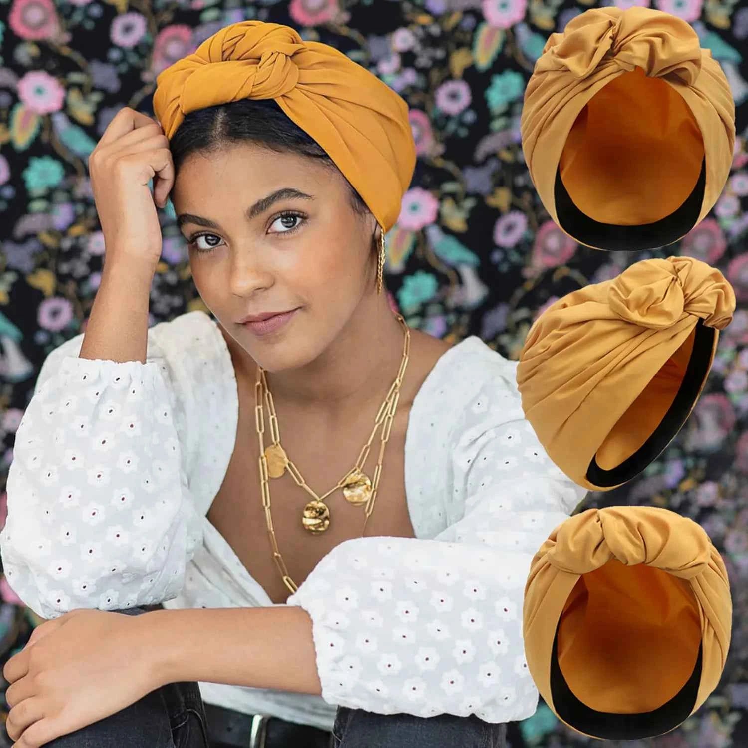 French Retro Women's Turban Cap Ladies Cross Bandana Hat Female Fashion Head Wraps Muslim Headscarf Bonnet
