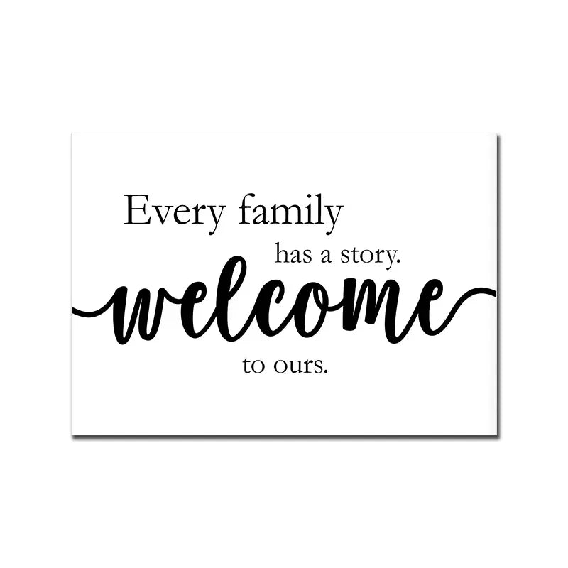 Happy Family Quote Wall Art Black White Poster Love Heart Print Nordic Canvas Painting Minimalist Picture Living Bedroom Decor