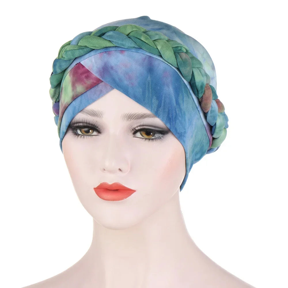 Women Lady Beads Muslim Braid Head Turban Wrap Cover Cancer Chemo Islamic Arab Cap Hat Hair Loss Bonnet Beanies Fashion - NamafadStore