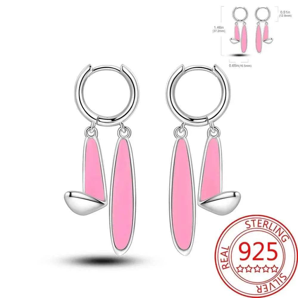 Pink Series 925 Sterling Silver Romantic Flower Butterfly Unicorn Tulip Geometry Earrings Boutique Fine Jewelry Gifts for Women