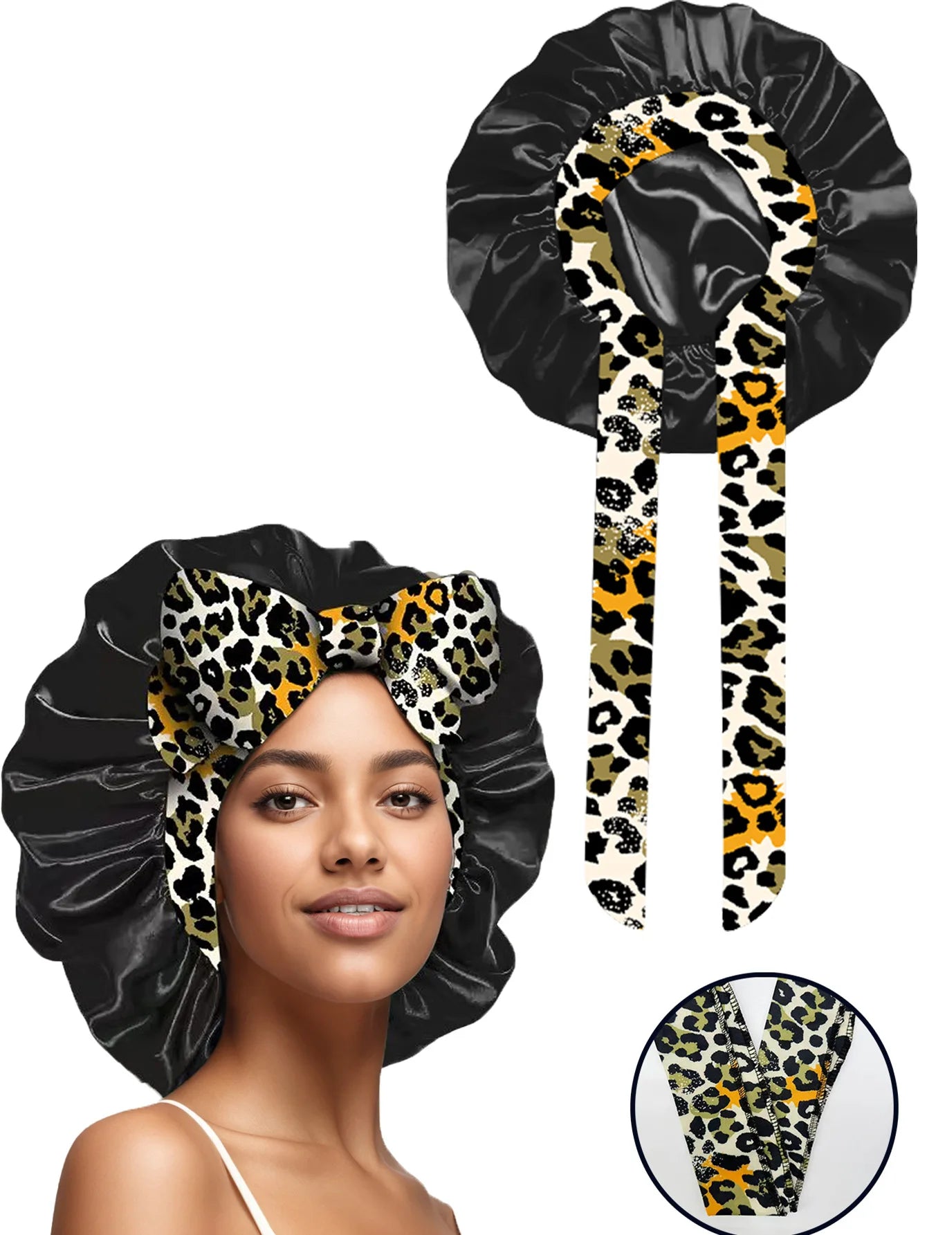 Popular New Summer New Large Streamer Shower Cap Hat Women's Daily Commuting Nightcap Adult Hat Sun Protection Cap