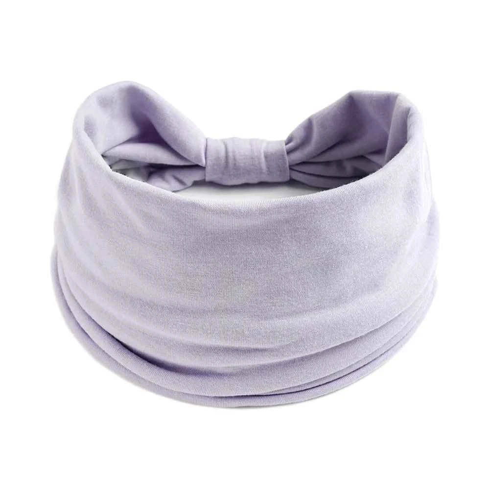 Women’s Solid Color Turban Headwrap – Soft Cotton Knot Headband Elastic Wide Hair Band for Yoga & Daily Wear