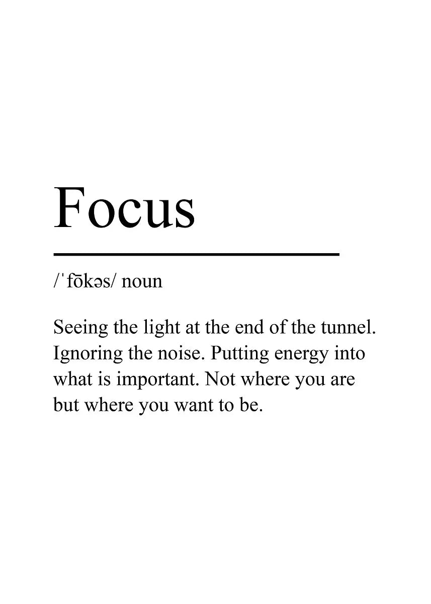 White Minimalist Inspirational Phrases Poster Print Success Focus Patience Definition Canvas Painting for Home Office Wall Decor