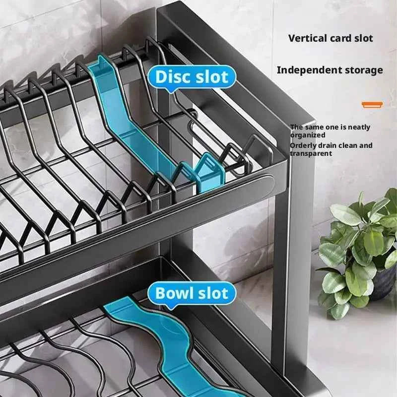 Kitchen Dish Bowl Drainer Storage Rack Countertop Dinnerware Organizer Drain Basket Household Dish Drying Rack Stand Shelf