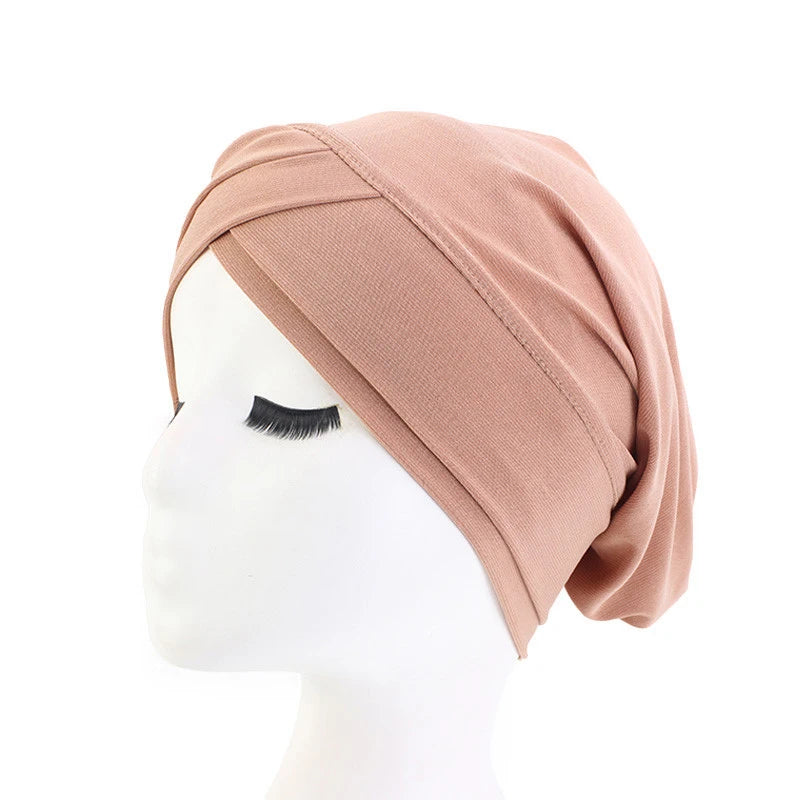 1PC New Women Elastic Turban Hat Muslim Hijab Islamic Beads Cancer Chemo Cap Ladies Hijab Stretch Head Wrap Head Scarf Hair Loss - NamafadStore