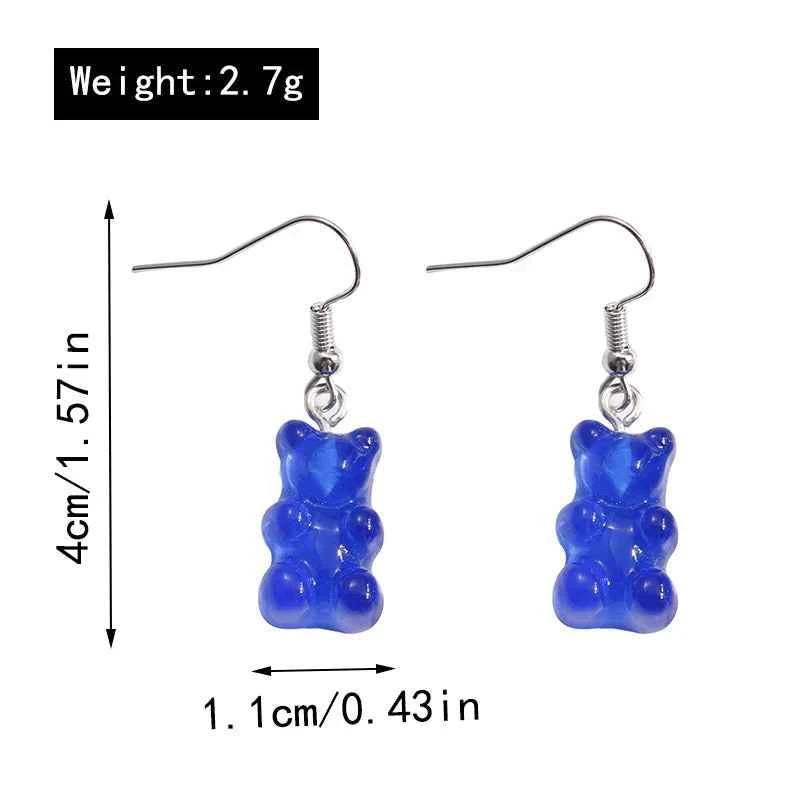 Cute Gummy Bear Stud Earrings for Women Candy Colors Animal Dangle Earrings Brincos Femme Girls Party Holiday Jewelry Gifts