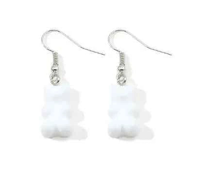 Gradient Candy Color Cute Acrylic Bear Dangle Earrings for Women Girls Gift Korean Fashion Animal Hook Earring Female Jewelry