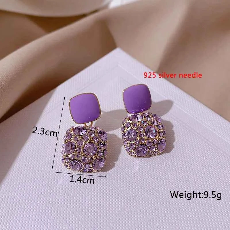 Purple Color Women Dangle Earrings Small Round Unusual Earrings Fashion Flower Butterfly Hanging earrings pendientes mujer