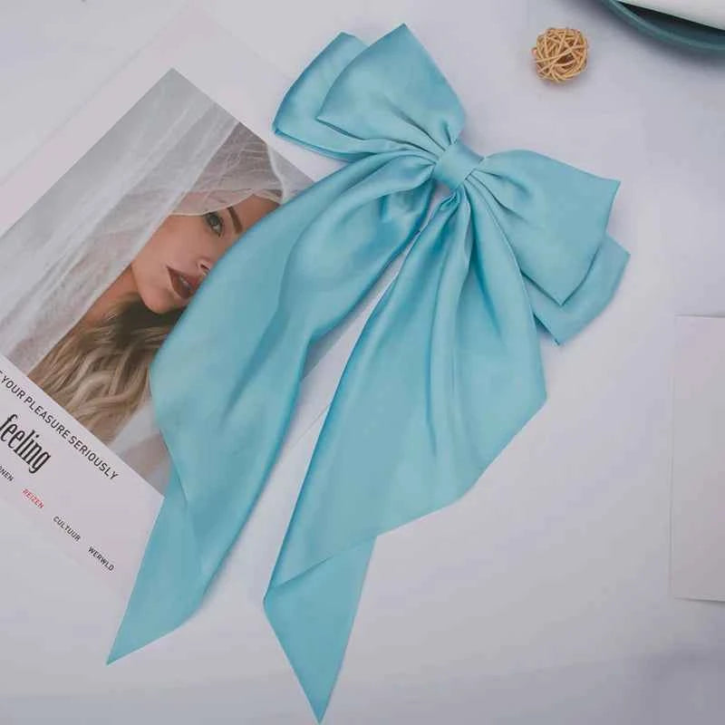 Bow Ribbon Hair Clip for Women Bowknot Barrettes Girls Solid Stain Spring Ponytail Clip Headband Hair Accessories Headwear Gift