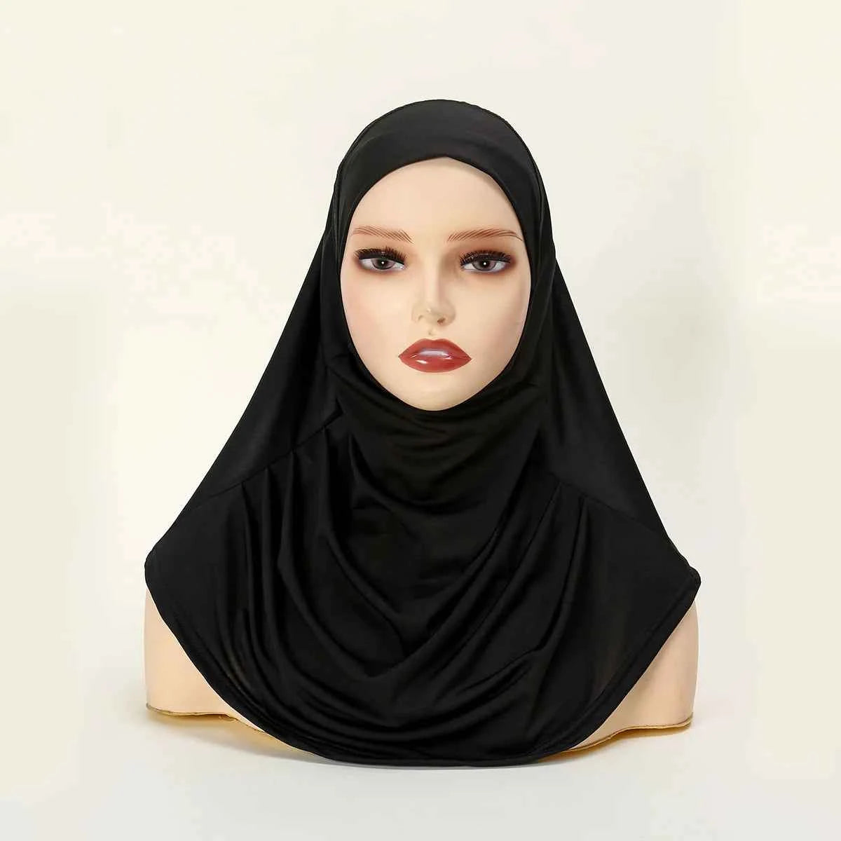 New Ready To Go wear Instant Hijab for Women Solid Color Hemp Headscarf Neck Cover Sports Hijabs Pinless Islam Shawls and Wraps
