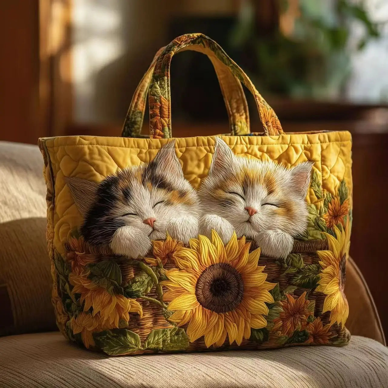 Quilted handbag 3D embroidered handbag large capacity canvas shoulder bag women's daily shopping bag fashionable travel handbag