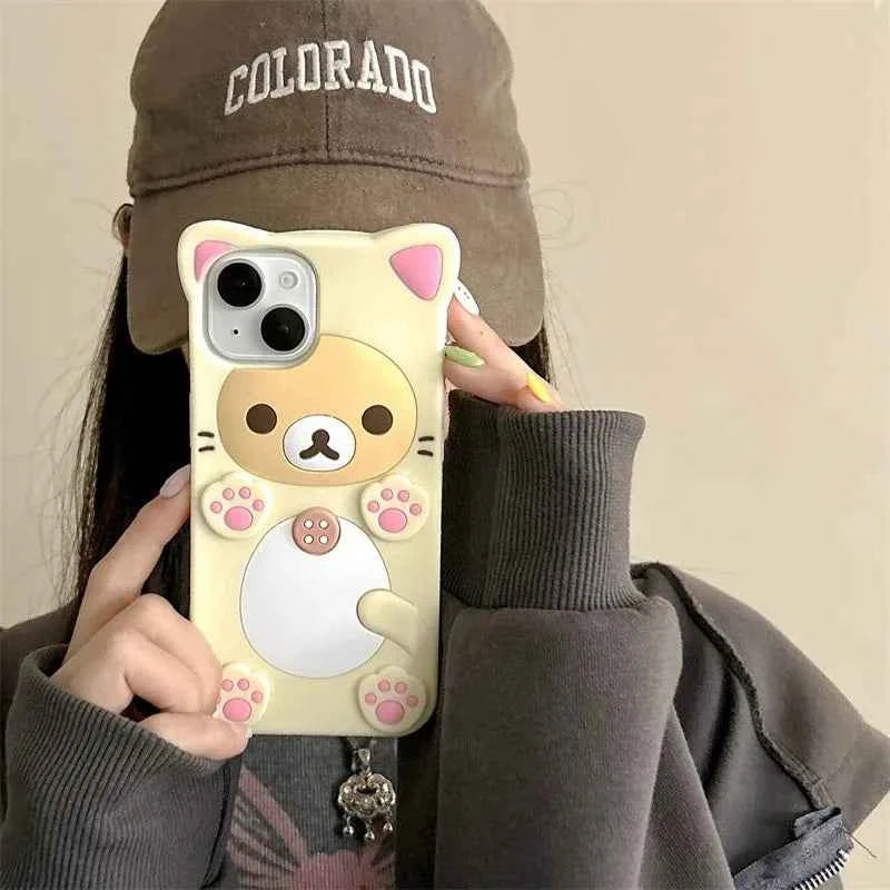 Cute Cute Bear Kitty Cat Paw Phone Case For iPhone 16 15 Pro Max 14 13 12 11 X Xs XR 7 8 Plus 6s 5s SE Soft Silicone Cover