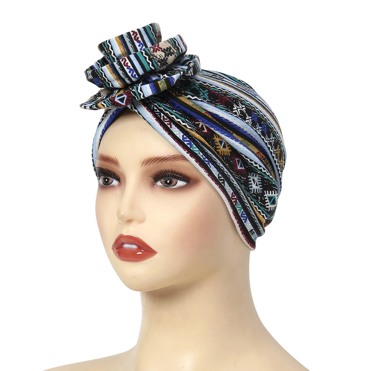 New African Women Print Turban Flower Beanies Bonnet Muslim Hijab Headscarf Hair Loss Head Wrap Bandanas Headband Turbante Mujer - NamafadStore